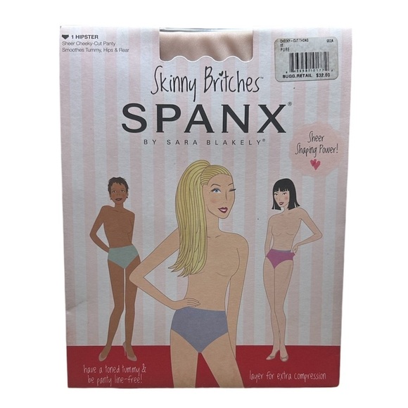 NEW Skinny Britches SPANX BY SARA BLAKELY Cheeky-Cut ThongSize M Pure - Picture 1 of 2